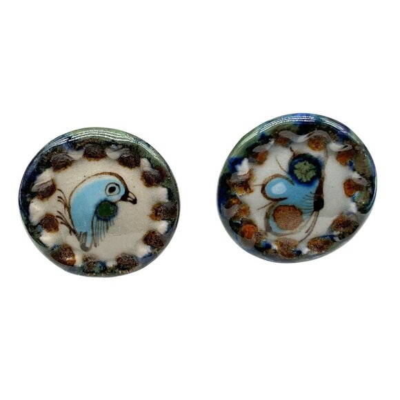 Hand-Painted Tonala Butterfly & Bird Ceramic Drawer Knobs from Mexico - Picture 1 of 5